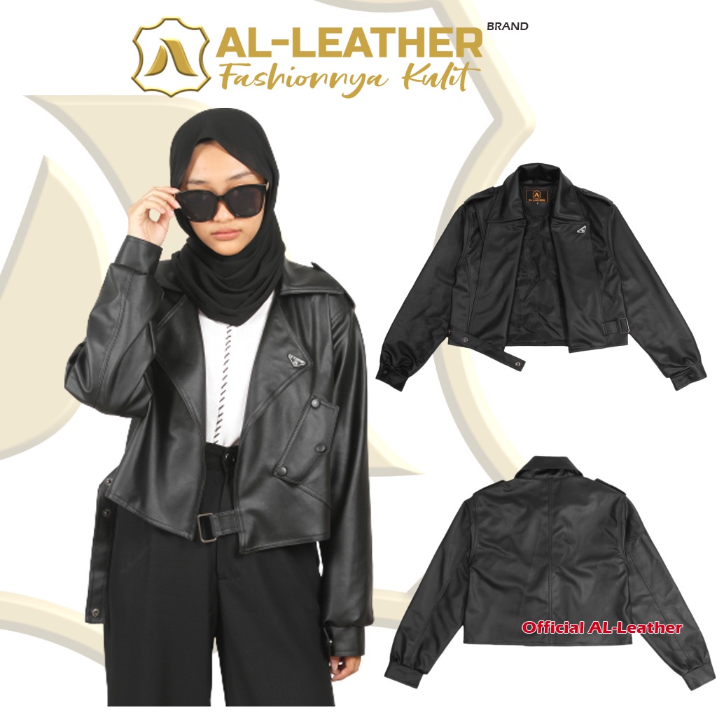 AL-Leather Jaket Kulit Wanita Blazer Luxury Korean Style Over Size