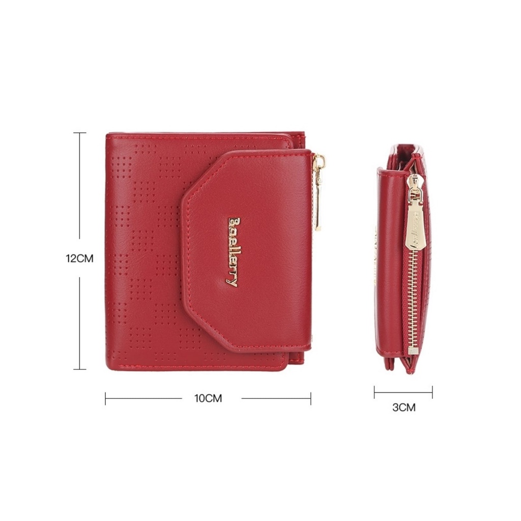 DOMPET LIPAT WANITA BAELLERRY ORIGINAL KECIL KULIT MERAH KELLEY WA614R1 KEKINIAN PREMIUM FASHION REMAJA IMPORT KOREA BRANDED PENDEK KARTU RESLETING UANG KOIN MINI BATAM