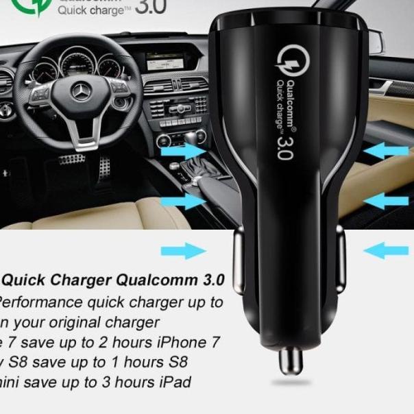Car Charger QC3.0 Dual USB Fast Charging Qualcomm Quick Charger 12-24V