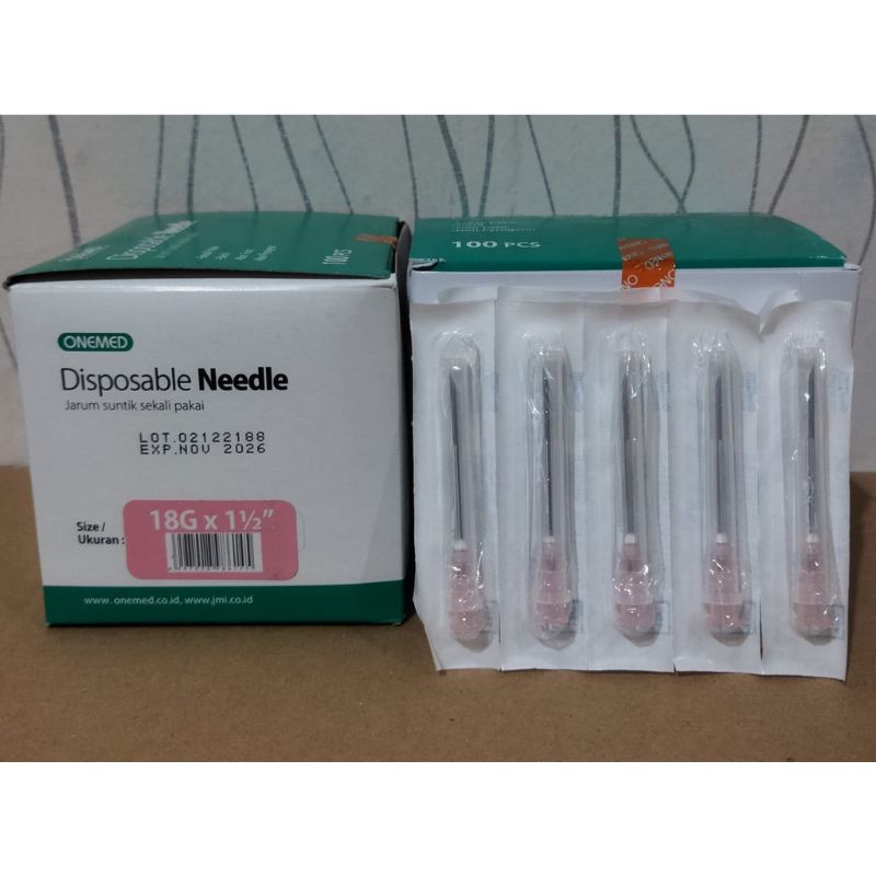 needle onemed 18 23,24,25,26,27,30G perbox isi 100pcs