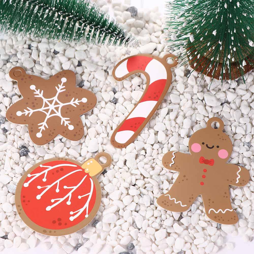 [Elegan] Hang Tag Bola Pohon Natal Xmas Perlengkapan Hadiah Permen Tongkat Gingerbread Man Snowflake Writable Dekorasi Nikmat Natal