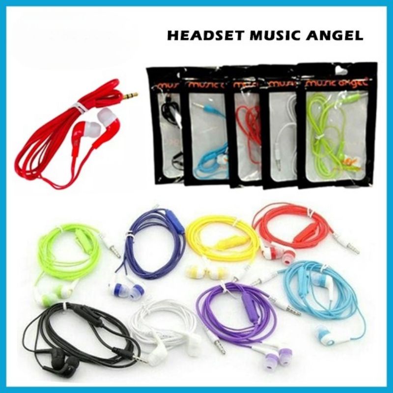 Headset Earphones Music Angel Handsfree Music Stereo Super Bass