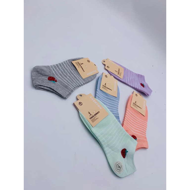 Kaos Kaki Pendek Mata Kaki Ankle Socks Motif dan Garis