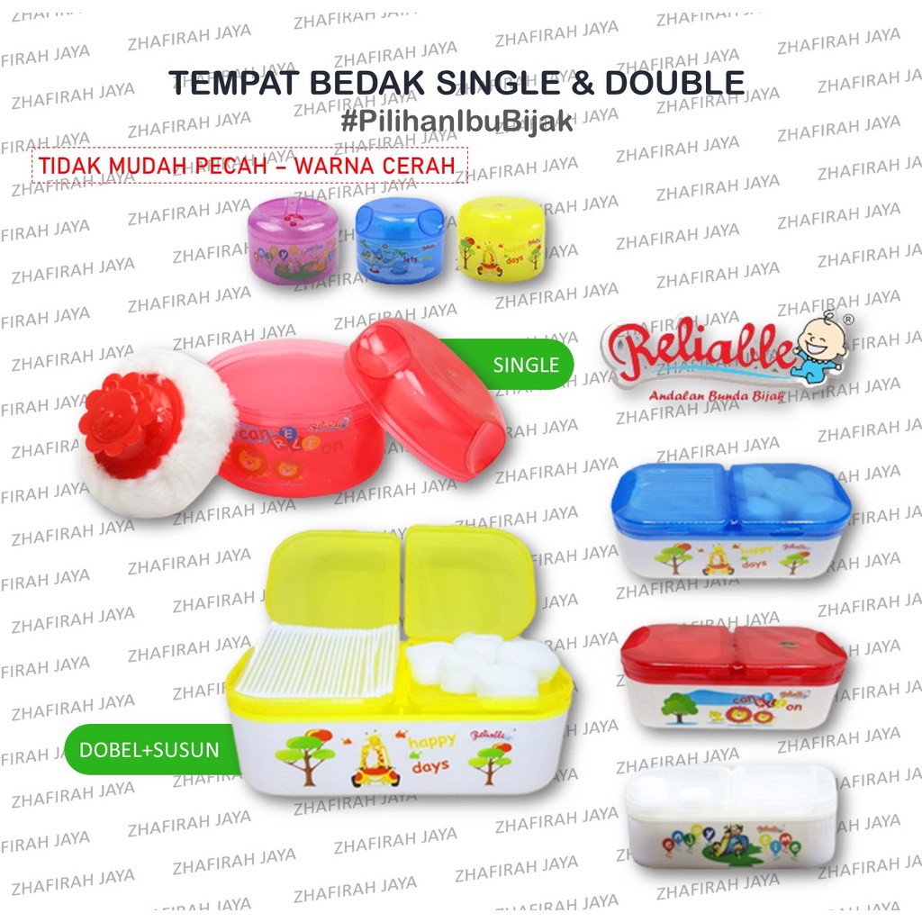 ❤ZJ❤ Tempat Bedak Bayi isi 1 SINGLE | Wadah Bedak Bayi Double Susun GRATIS Cotton Ball dan Cotton Buds