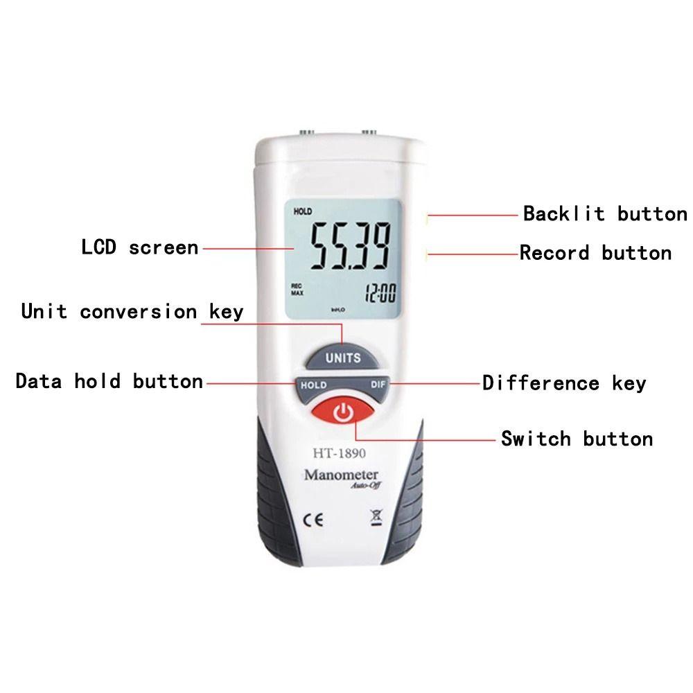 POPULAR Manometer Digital Populer HT-1890 LCD Display Backlight Pengukur Diferensial Tekanan Udara