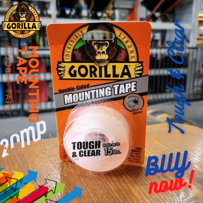 

Isolasi Lakban Gorilla Mounting Double Tape Tough and Clear 1 Inch USA