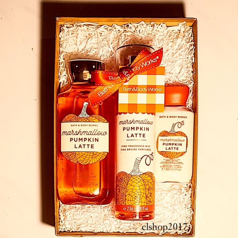 BBW MARSHMALLOW PUMPKIN LATTE GIFT SET PAKET BATH &amp; BODY WORKS