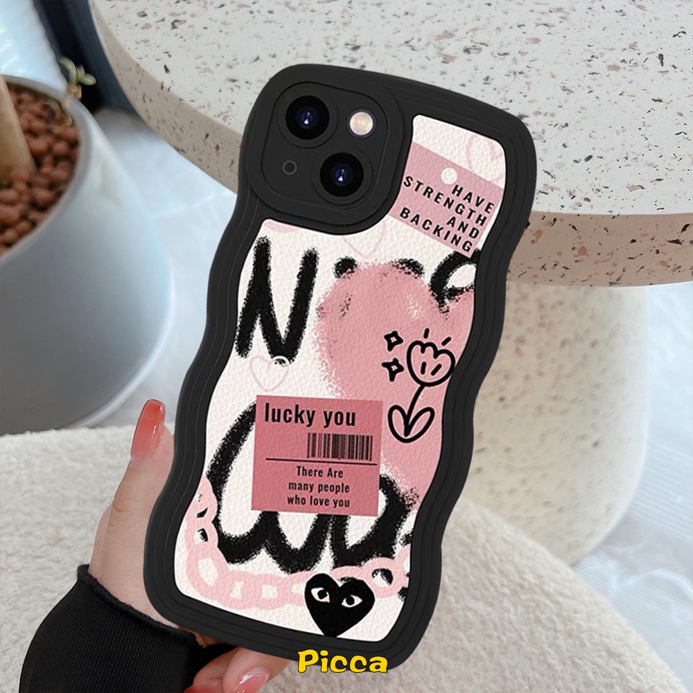 Soft Case Motif Kartun Graffiti Hati Untuk iPhone 11 12 14 13 Pro MAX XR 7 8 Plus 14 Plus X 6 6s Plus XS MAX SE