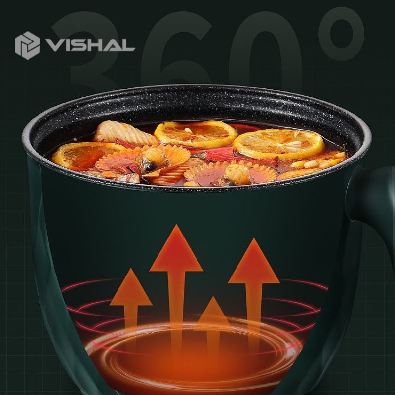 VISHAL 1.8L Fry Pan Portable Panci Listrik Serbaguna / STAINLESS LAPIS KERAMIK POT/1.8L VS-1854