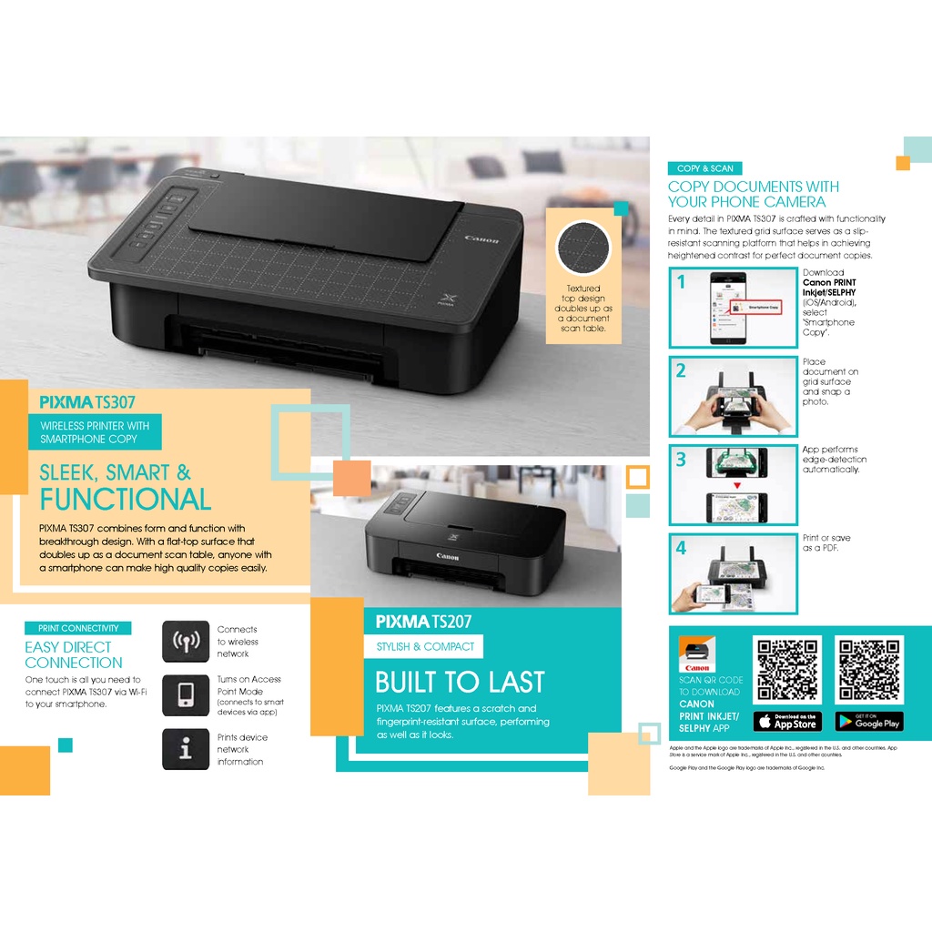 Canon Pixma TS307 Print Scan Copy Wifi Wireless