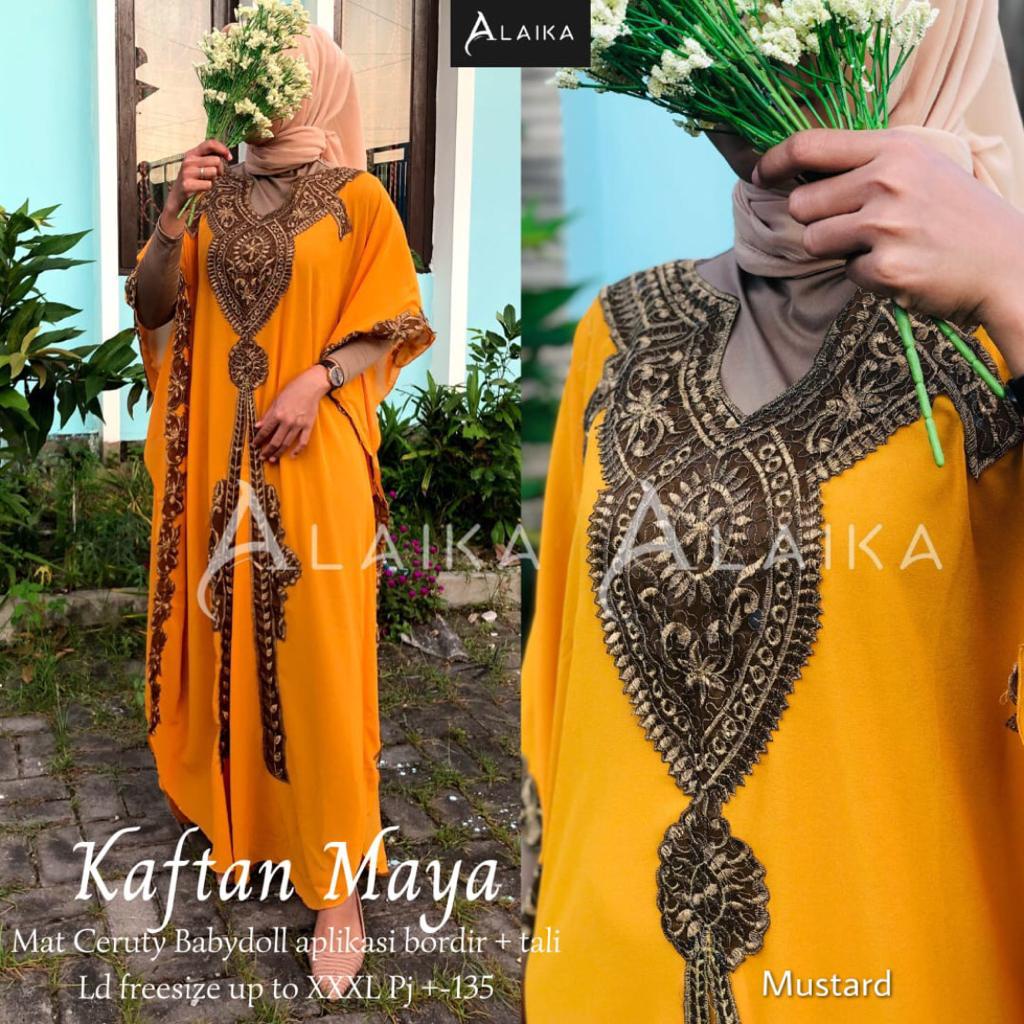 Kaftan Maya Kaftan Muslim Bordir Jumbo Original Produk By Alaika