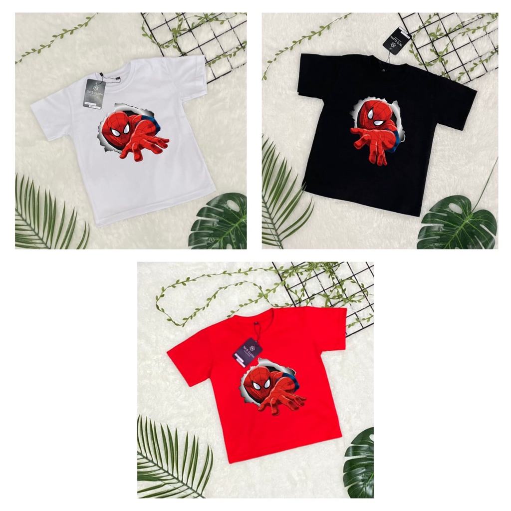 kaos atasan anak baju spiderman distro. T-SHIRT bahan lembut banget, usia 1-9 tahun | baju anak | kaos anak | atasan anak,