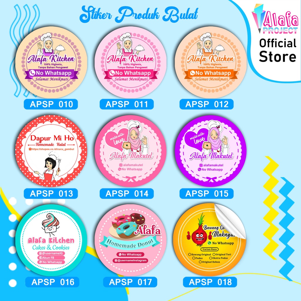 

Alafaproject 010-018 Stiker Bulat Produk Makanan | Stiker Kue Kering | Stiker Toples | Stiker Custom