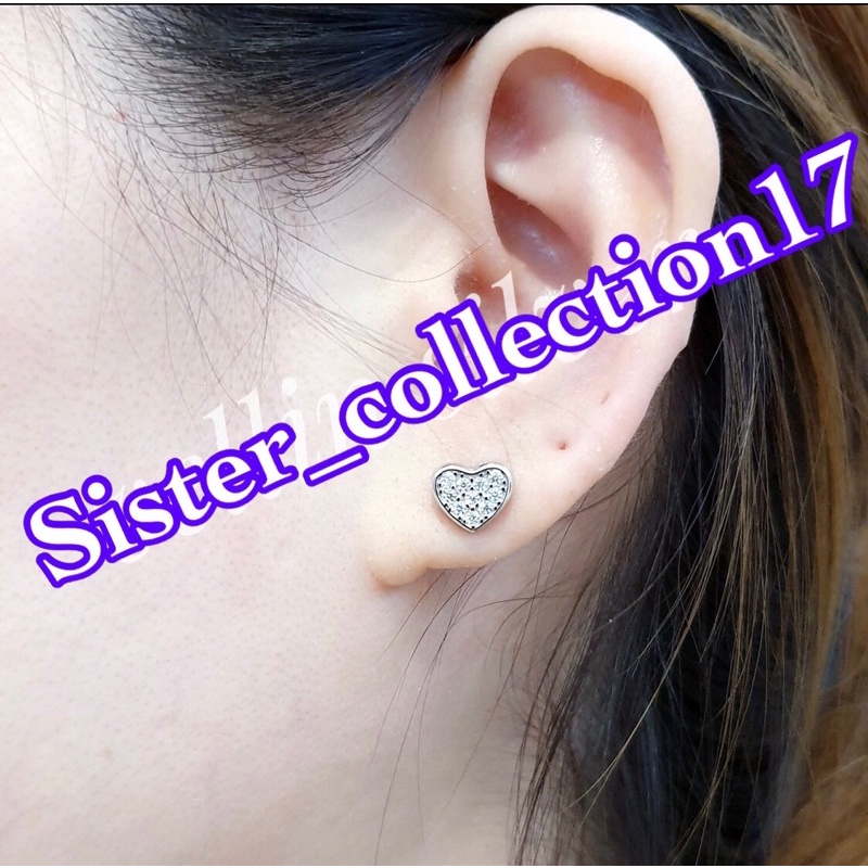 Giwang love anting love anting wanita prrak 925 lapis emas putih SA159