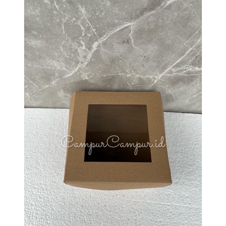 

Box Kraft window Dus Jendela 18x18x7 Dus Roti /Kotak Nasi /Box Hampers FULL LAMINASI