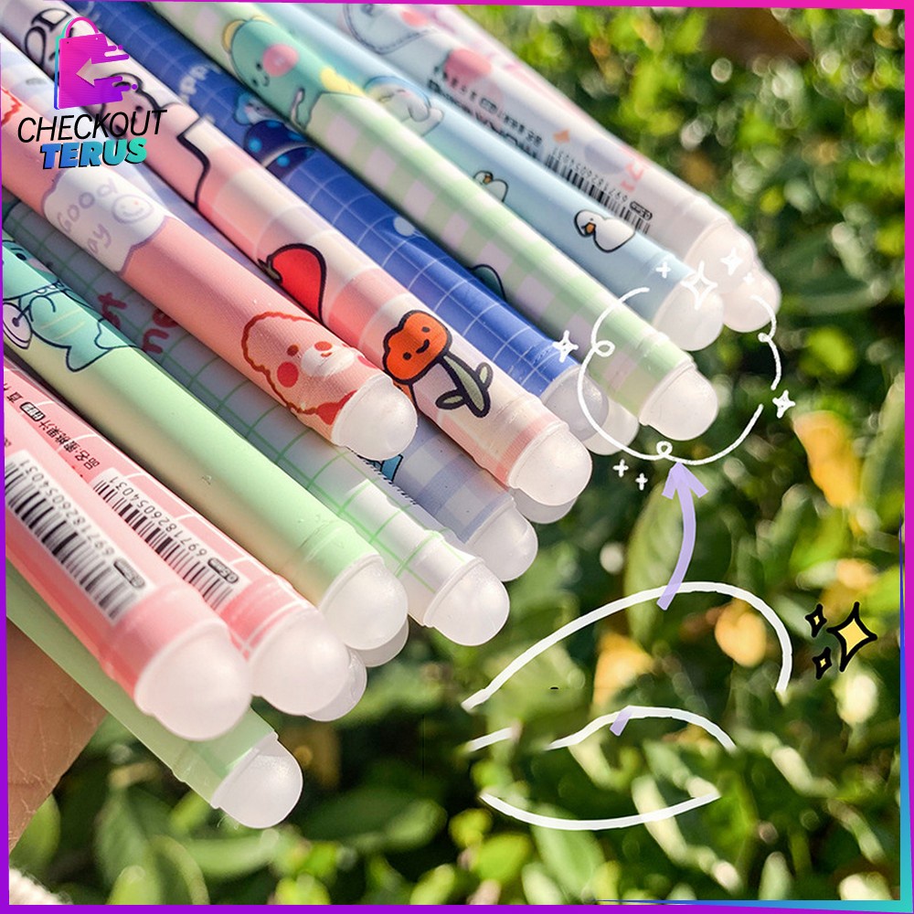 CT A42 Pulpen Gel Hapus Karakter Animal isi 6 pcs Tinta Bisa Di Hapus Alat Tulis Sekolah Pulpen Erasable Bolpoin Portable