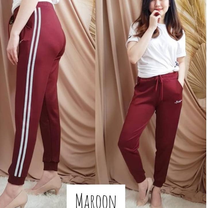 ✅ Celana training celana olahraga wanita Jogger sport panjang import training sport list putih panja