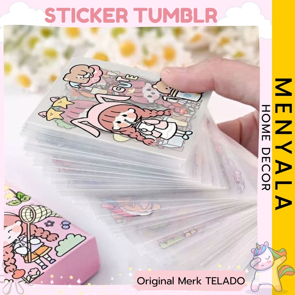 

Sticker Tumblr Cute Kawai bahan PET merk TELADO - Stiker Buku Diary Scrapbook - Hiasan Buku - Stiker Murah Lucu - DIY