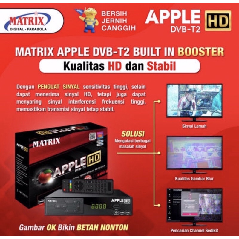 GROSIR SET TOP BOX MATRIX APPLE MERAH HD (YOUTUBE)
