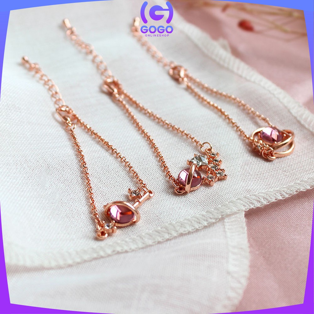 GOGO-K84 Kalung Titanium Wanita Korean Style Motif Planet Kalung Rantai Wanita Gelang Bintang Kunci Necklace Crystal