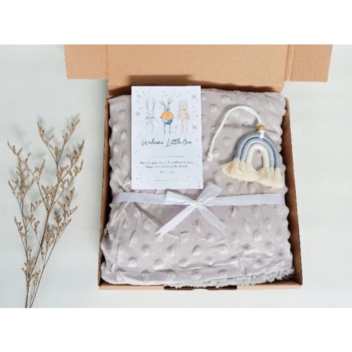 

(COD) Hampers Bayi Kado Bayi Set Selimut Premium Handuk Sepatu Kacamata bedo - Selimut Abu