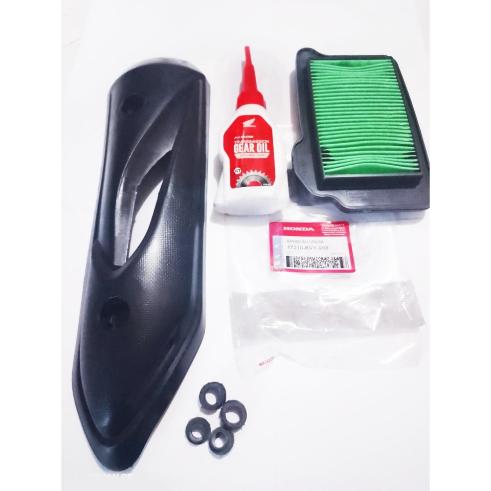 paket Filter Udara +Oli Gardan + Cover Knalpot Honda Beat Karbu 2008-2012 Carbon-Karbon Tutup-Tameng-Pelindung Kenalpot