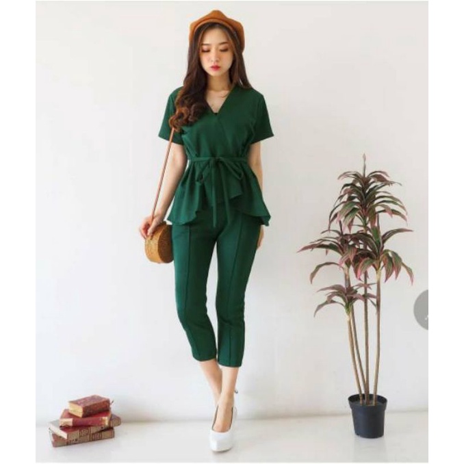 SET MELVIA SCUBA Setelan setcel oneset panjang polos basic casual peplum kerja Korean style fashion 