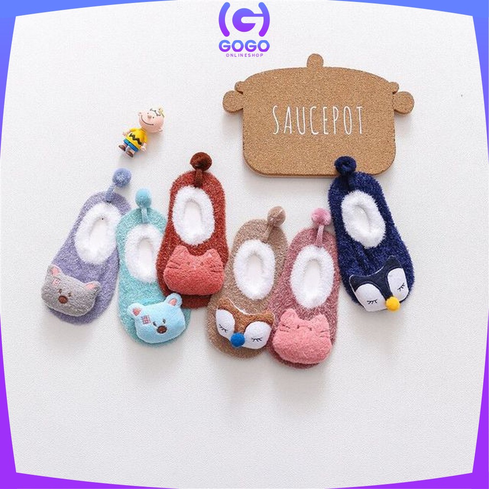 GOGO-P15 Sepatu Prewalker Kaos Kaki Korea Anak Bayi Kaus Kaki Bulu Lembut Motif Animal Baby Socks