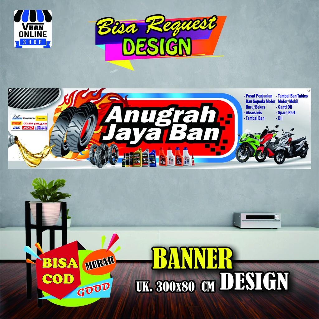 Jual Spanduk Banner Toko Ban Motor, Bengkel, Sparepart Keren, Murah ...