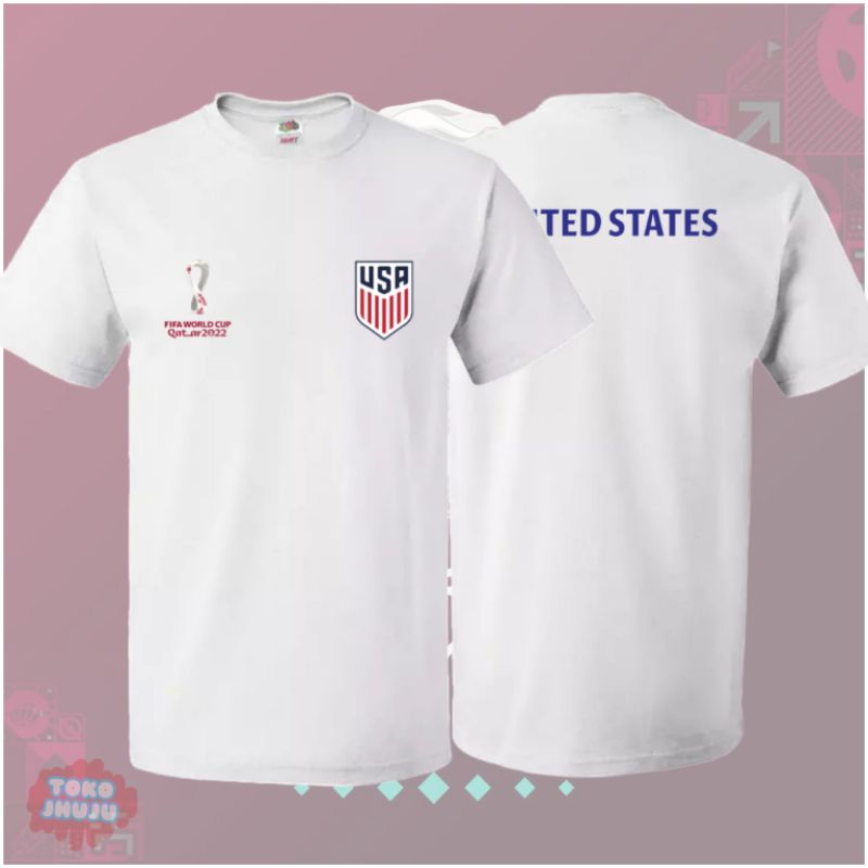 Baju Kaos Piala Dunia World Cup 2022 Team United States amerika DEPAN BELAKANG