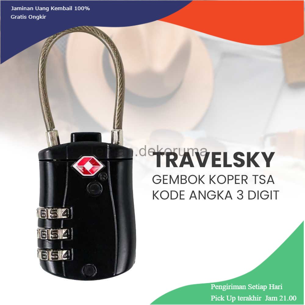 TD-PR2 TRAVELSKY Gembok Koper TSA Padlock Kode Angka 3 Digit - TSA007