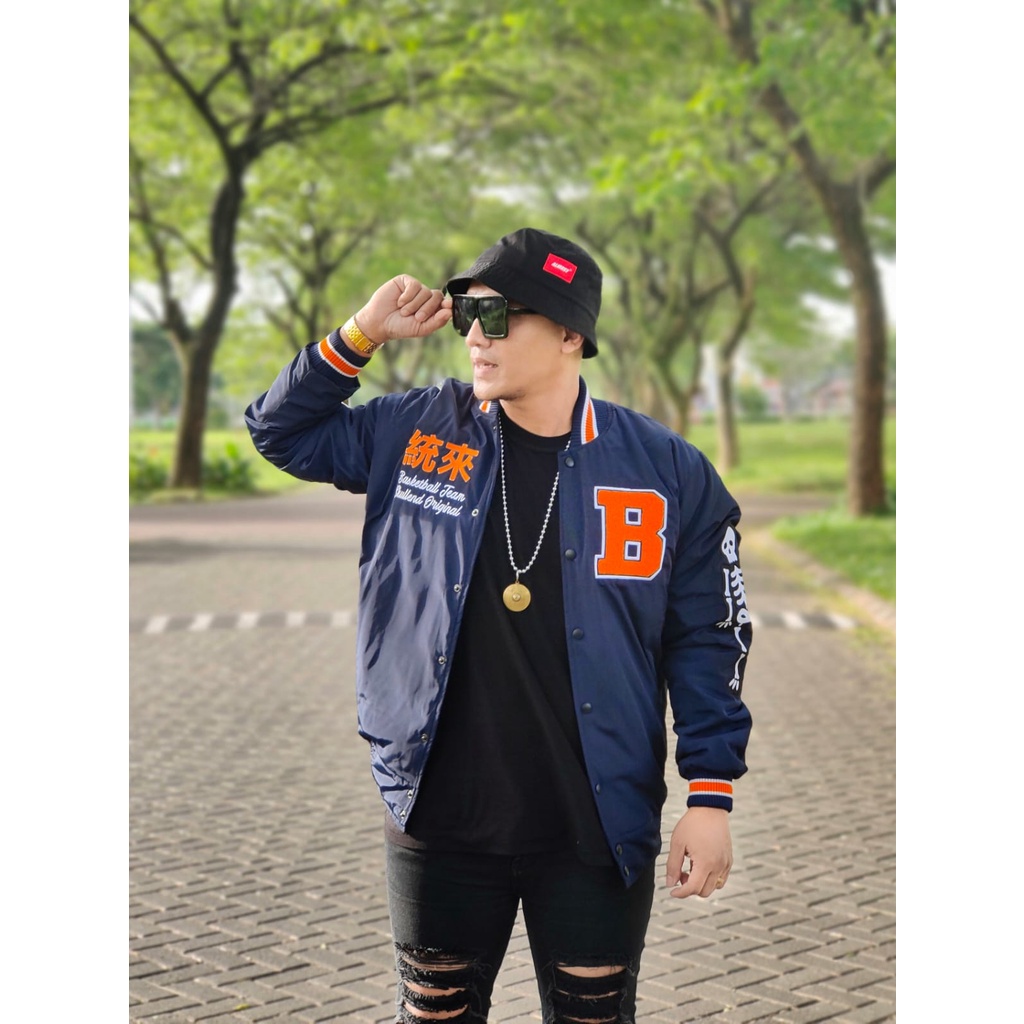 SKULLEND Varsity Jacket Bomber Baseball Pria Wanita Full Bordir Towel