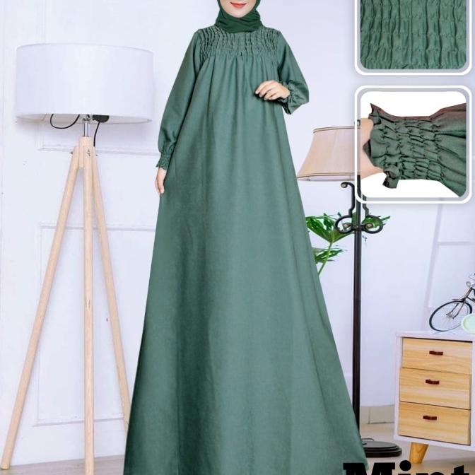 TERMURAH gamis wanita model smoc warna hijau min/wardah