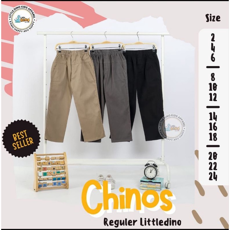 Celana Chino Reguler Litte Dino 6-12 Tahun ICelana Panjang Anak Unisex