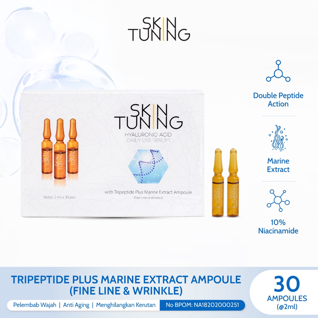 SKIN TUNING Tripeptide Plus Marine Extract Ampoule (Fine Line &amp; Wrinkle) Pelembab Wajah Anti Aging Menghilangkan Kerutan