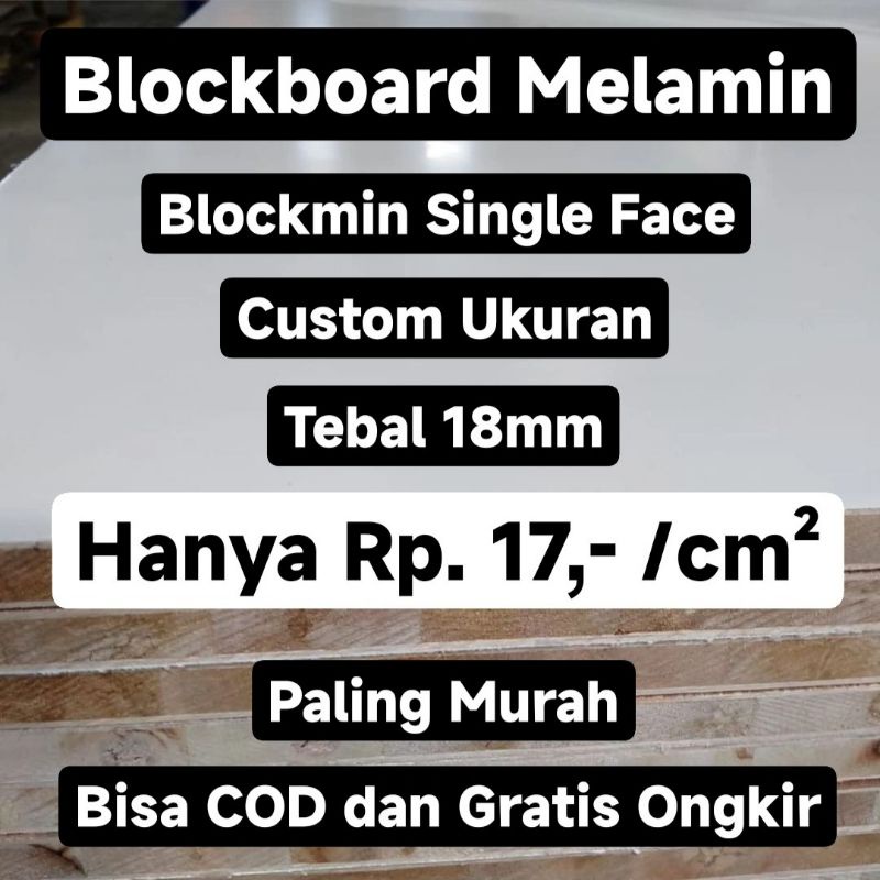15mm dan 18mm Blockboard single melamin blockmin ukuran custom triplek plywood melaminto