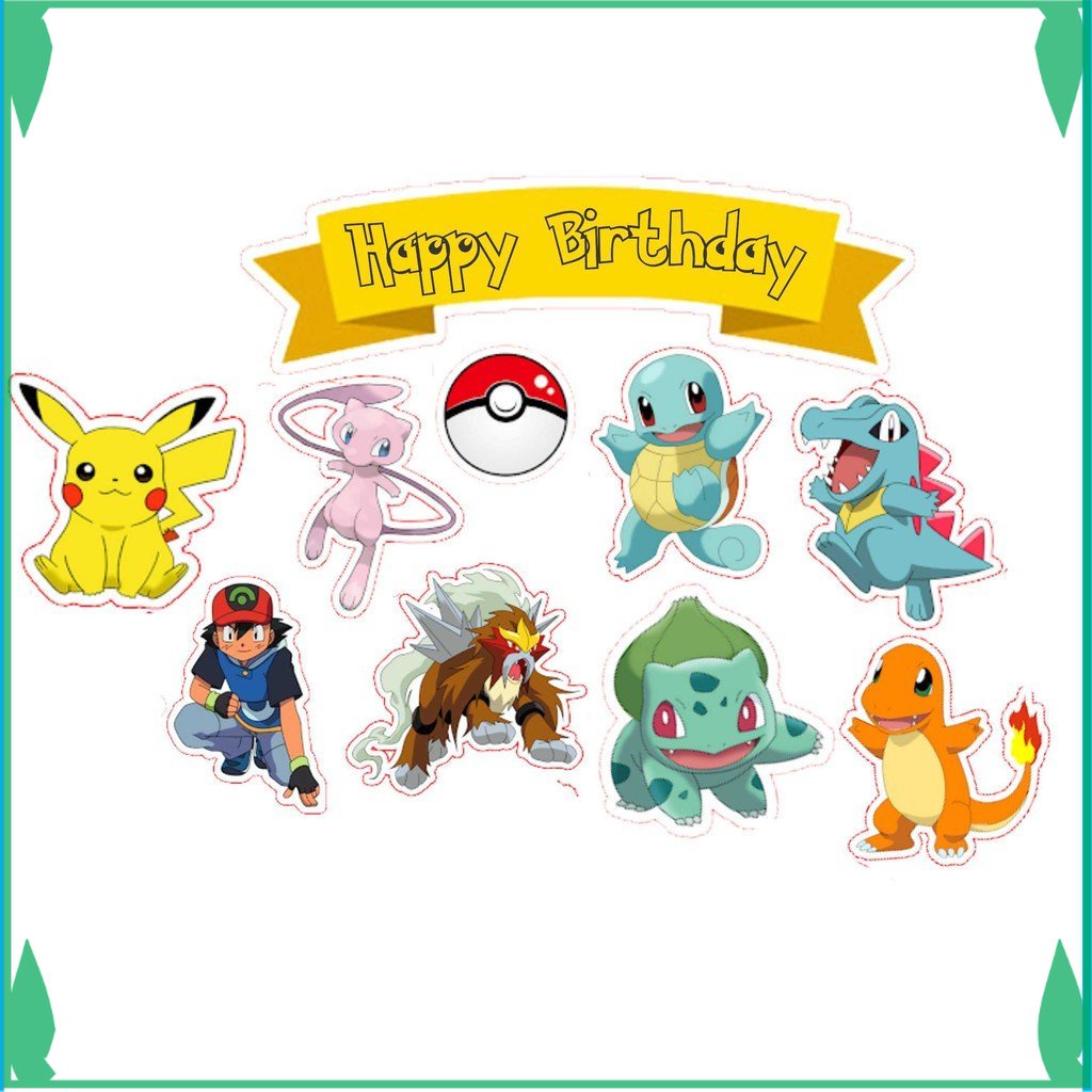 TOPER CETAK TOPPER CAKE ULANG TAHUN / HIASAN KUE POKEMON Toko_Arsha