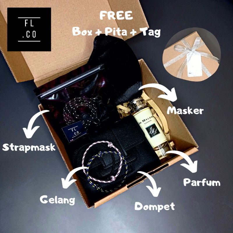 

[COD] Hampers Wisuda / Gift Box Cewek / Kado ulang tahun / Gift Anniversary / Gift Set / Parcel / Sovenir / Dompet wanita / Strapmask / Masker / Gelang Tali / Parfum Jo Malon / Parfum Black Opium / Hadiah lainnya