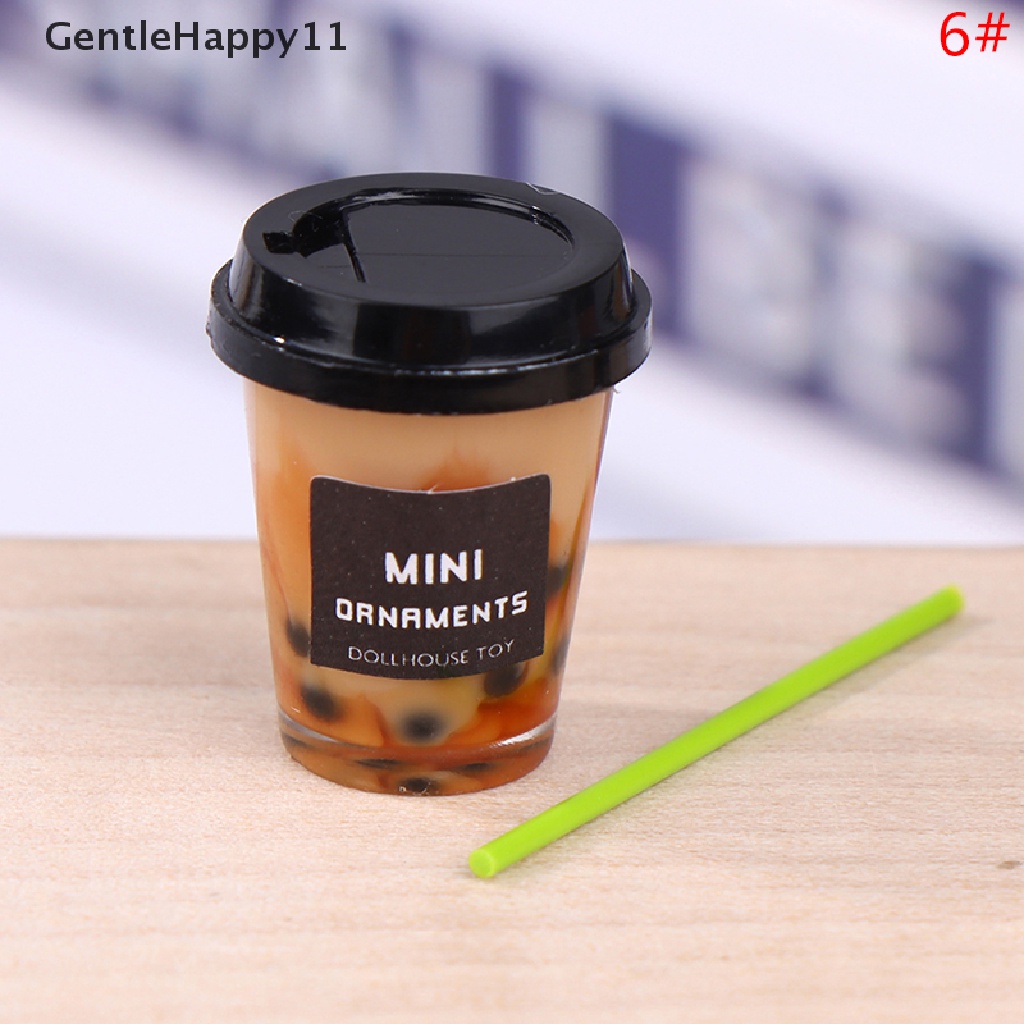 Gentlehappy Mainan Miniatur Gelas Minuman Kopi / Pearl Milk Tea / Sedotan Skala 1: 12 Untuk Dekorasi Rumah Boneka