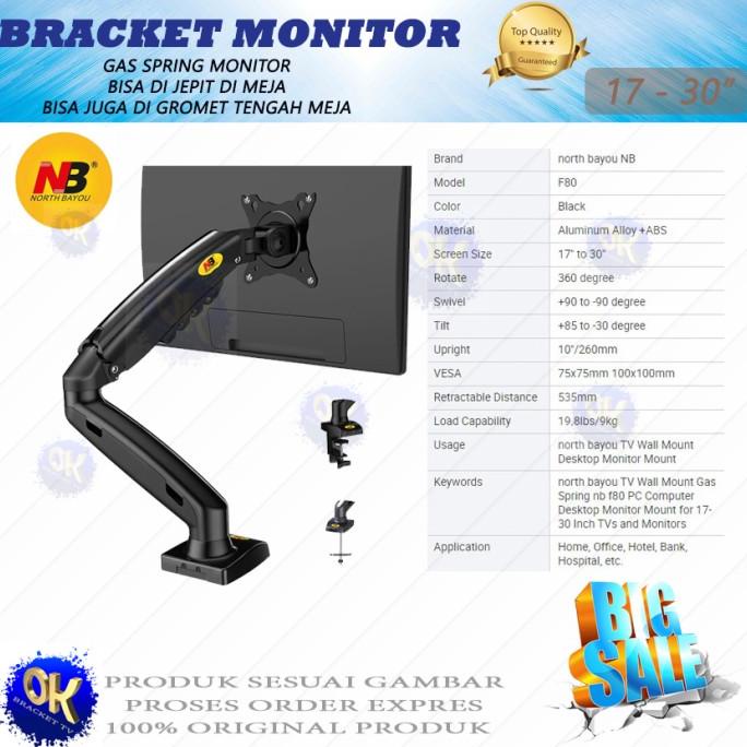Bracket monitor meja, breket monitor nbf80, NB-F80, brecket meja jepit