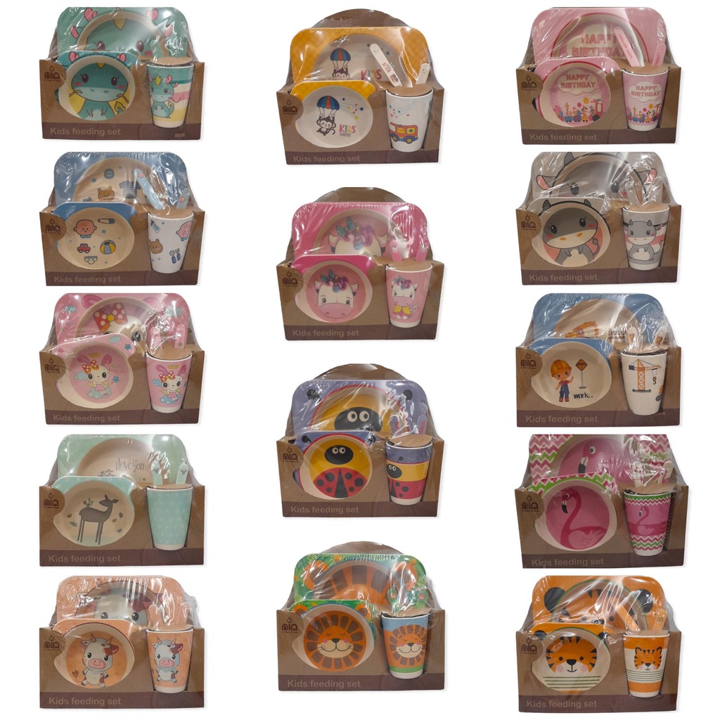 SALE !!! 5 IN 1 Set Tempat Makan Anak Lucu/Piring Makan Anak Karakter Animasi Aman
