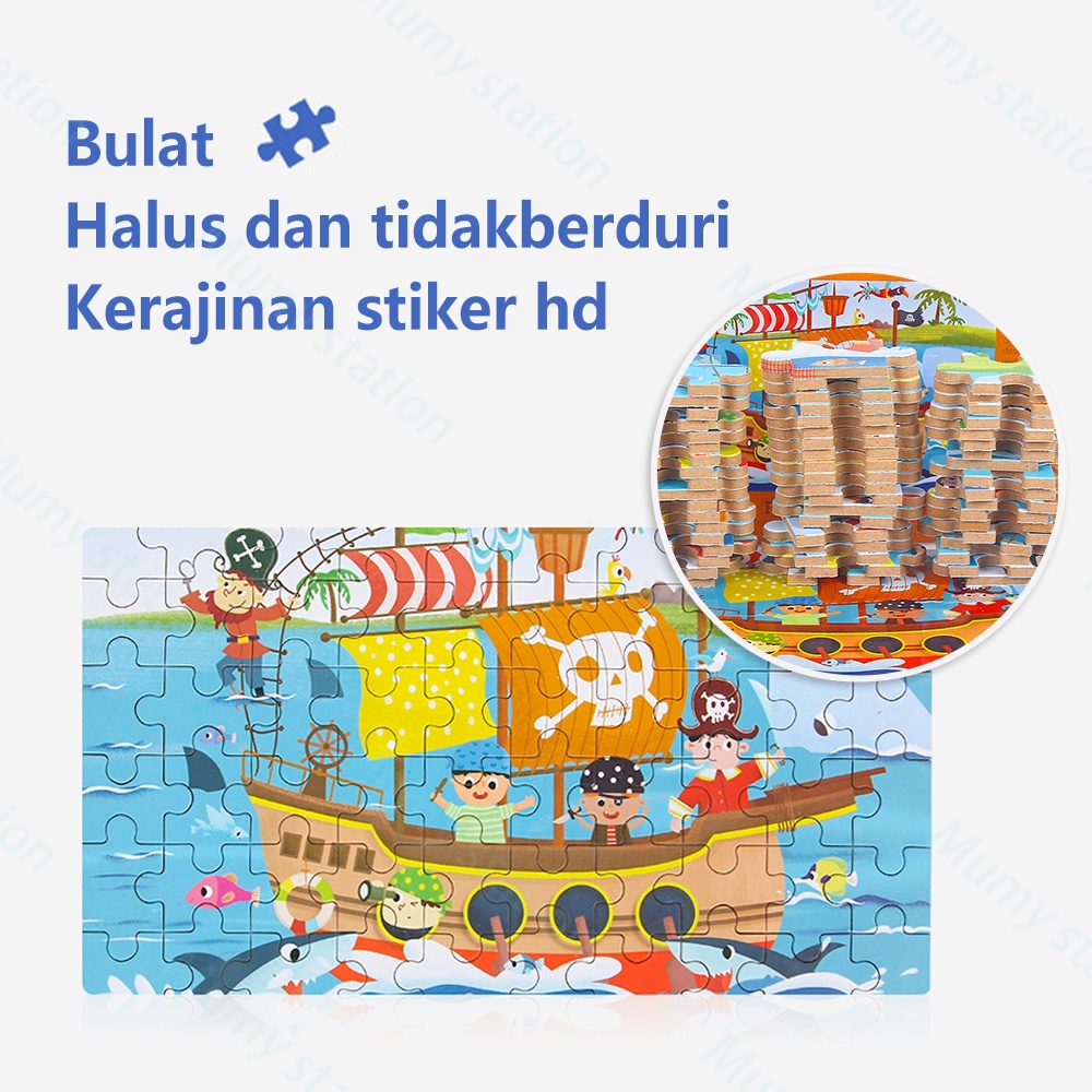 Mumystation Puzzle kayu kotak besi/Puzzle kaleng 60pcs / wooden puzzle