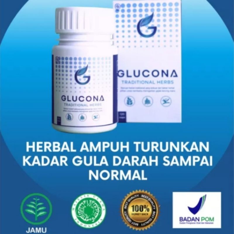 Glucona Herbal diabetes Ampuh Turunkan Gula Darah Tinggi Isi 120 Kapsul Asli Original - Glucona Obat