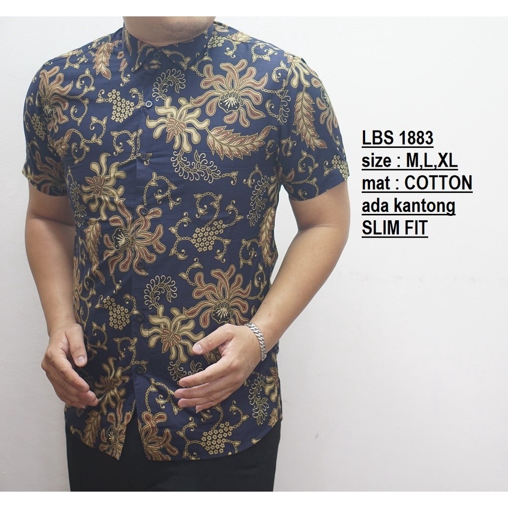 Baju Batik Pria Slimfit Kemeja Lengan Pendek Slim Fit LBS 1883