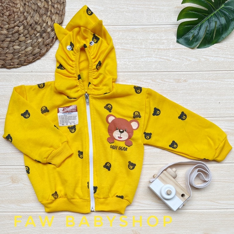 Jaket Bayi Bahan Sweater Mantel Bayi Hangat Kupluk Kuping Anak Usia 0-18 Bulan Faw Babyshop