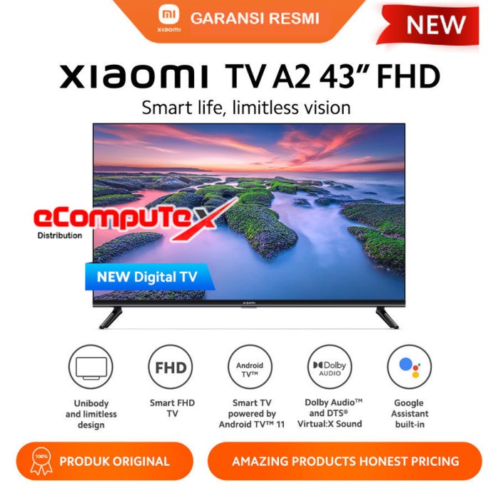 XIAOMI TV A2 43&quot; INCH FHD / A 2 DIGITAL SMART TV ANDROID DOLBY - RESMI