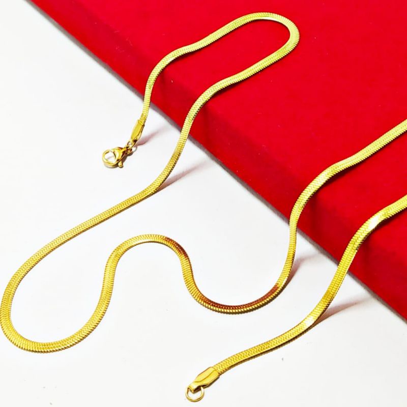 KALUNG TITANIUM ANTI KARAT WARNA GOLD MODEL PIPIH 3 UKURAN