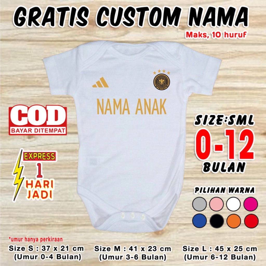 pakaian bayi jerman germany GRATIS CUSTOM NAMA timnas negara euro world cup baju jumper bayi newborn