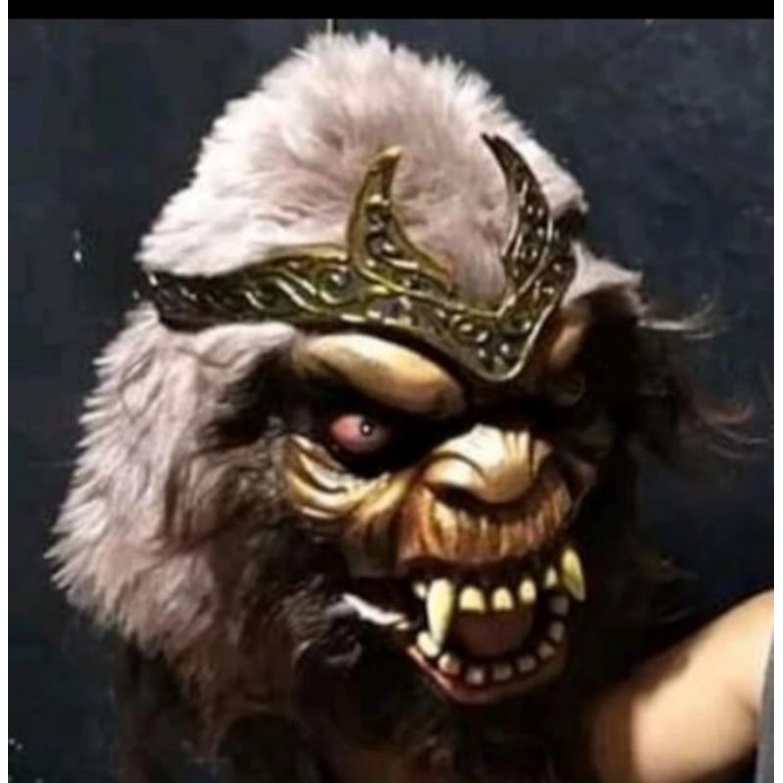 TOPENG KERA SAKTI UNTUK PAGELARAN GEDRUK ATAU SEMACAMNYA UKURAN STANDAR DEWASA BAHAN KAYU PULE TERMU