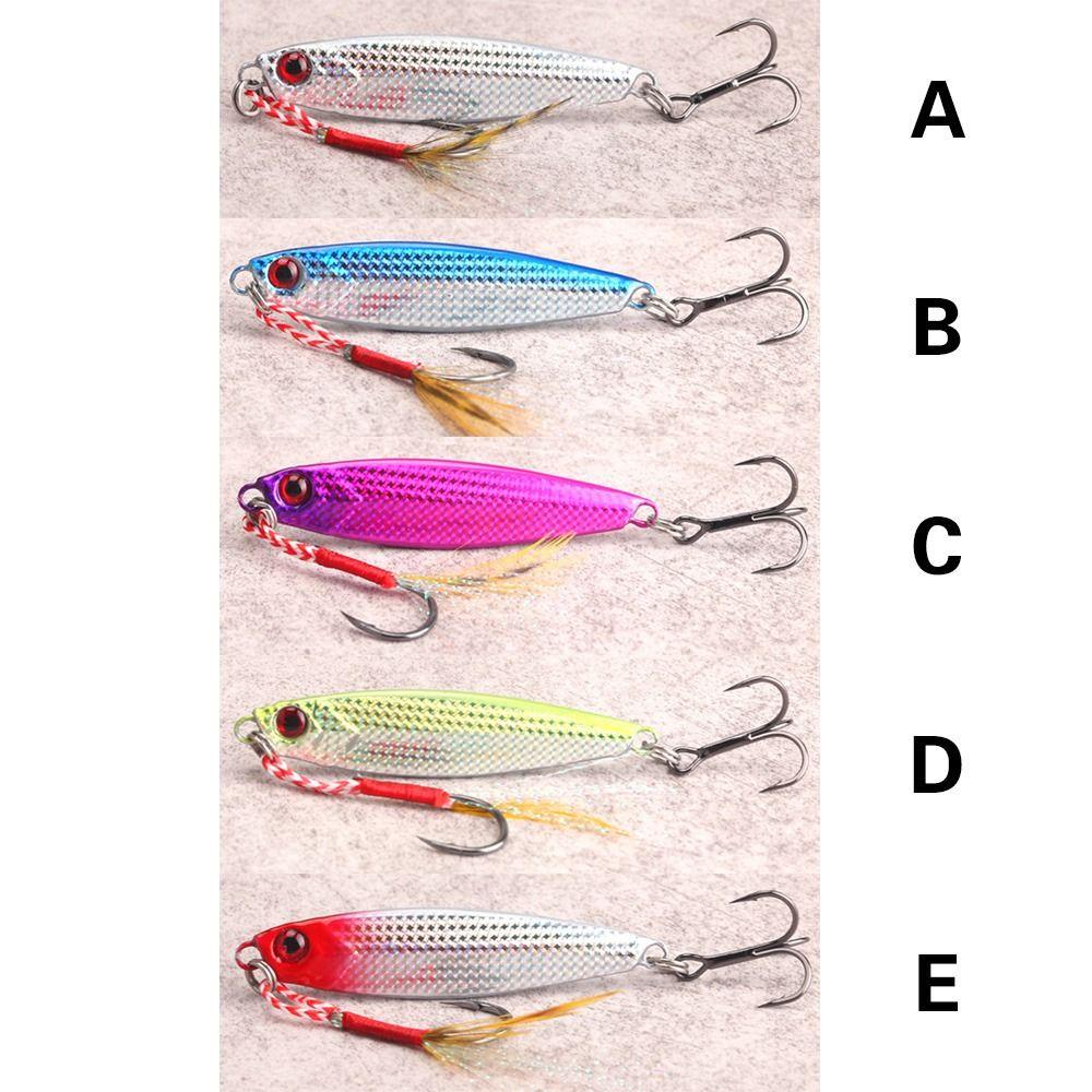 Preva Bulu Logam Umpan Pancing Ikan Kecil Bass Hook Warna-Warni 10g/15g Single Hook